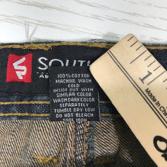 Southpole Moto Biker Jeans Men 40x34 Blue Grunge Distressed 100% Cotton Y2K - Picture 10 of 13